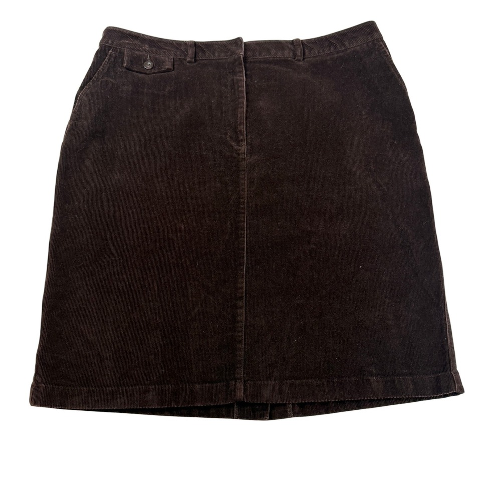 LL Bean Classic Fit Brown Corduroy Skirt Womens 16 Reg 284028 Knee Length Skirt